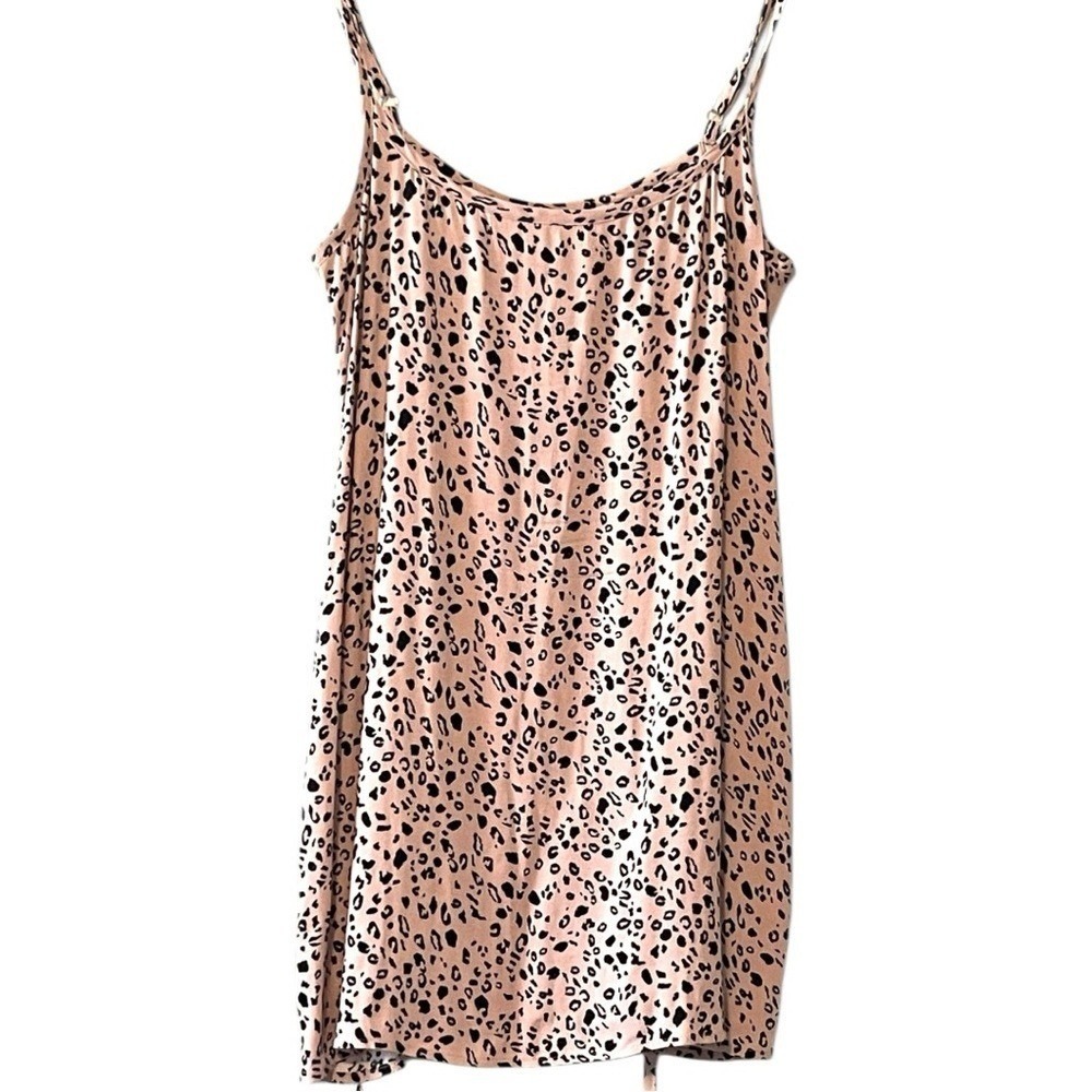 Reformation Leopard Slip Mini Dress Women Size M Pink Black Excellent Scoop Neck - Picture 4 of 8